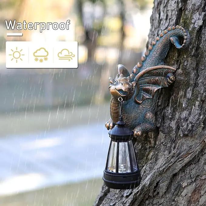 Dragon Solar Garden Statue - Gothic Outdoor Wall Hanging Decor with Solar Light, Fantasy Dragon Figurine for Patio, Yard, or Tree - Unique Whimsical Gift for Adults, Men & Women by GreenHaven Gardens