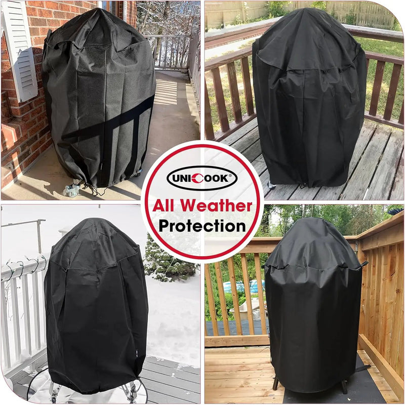 Unicook Round Kettle Grill Cover Compatible with Weber 22 Inch Charcoal Grill, Heavy Duty Waterproof Fade Resistant Small Smoker Cover, All Weather Protection by GreenHaven Gardens