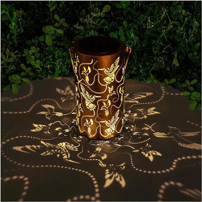 Solar Lanterns Outdoor Hanging Hummingbird Decor Lantern,Waterproof Hollow Out Metal Decorative Garden Light,Graceful Decoration for Patio,Yard,Landscape,Walkway,Festival by GreenHaven Gardens