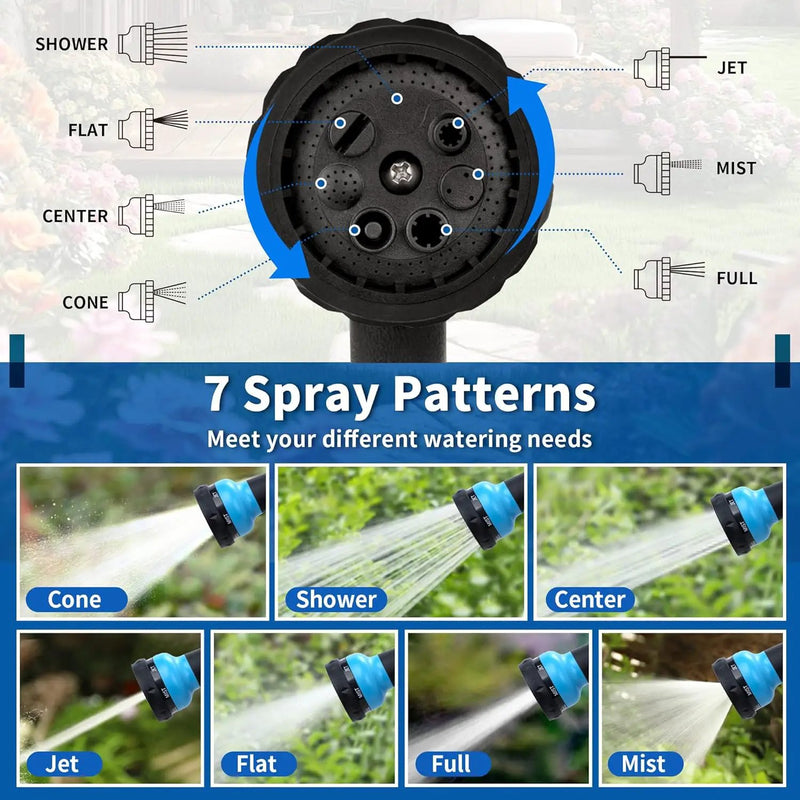 NEXCOVER Garden Hose Nozzle Sprayer - 7 Adjustable Watering Patterns Nozzle for Water Hose, Non-Slip Garden Spray Nozzle for Car Washing, Watering Plants, Pets Showering, Lawns Cleaning, Blue by GreenHaven Gardens