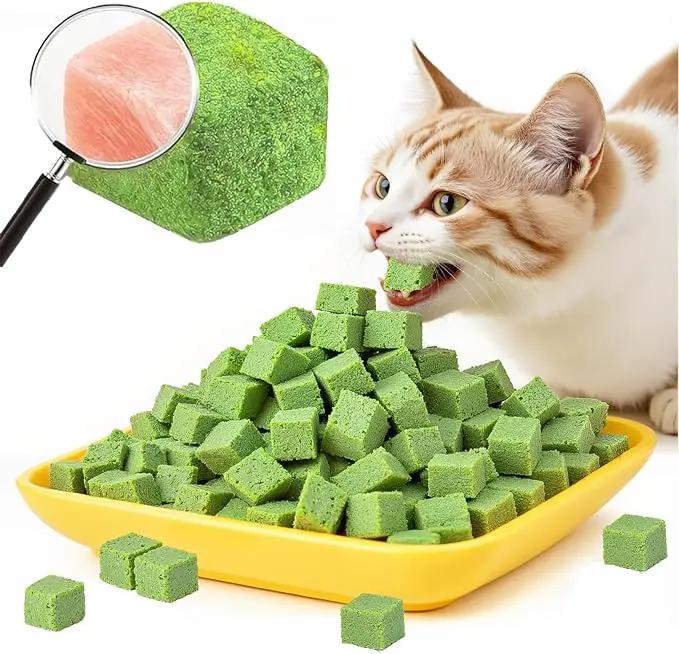 250g/8.82oz Cat Toy Cats Grass Treats, Fish Oil Kitten Grass Catnip Stick for Hairball Removal Teeth Cleaning Cats Edible Freeze Dried Kitty Lickable Chew Dental Snack for Indoor Kitty Food by GreenHaven Gardens