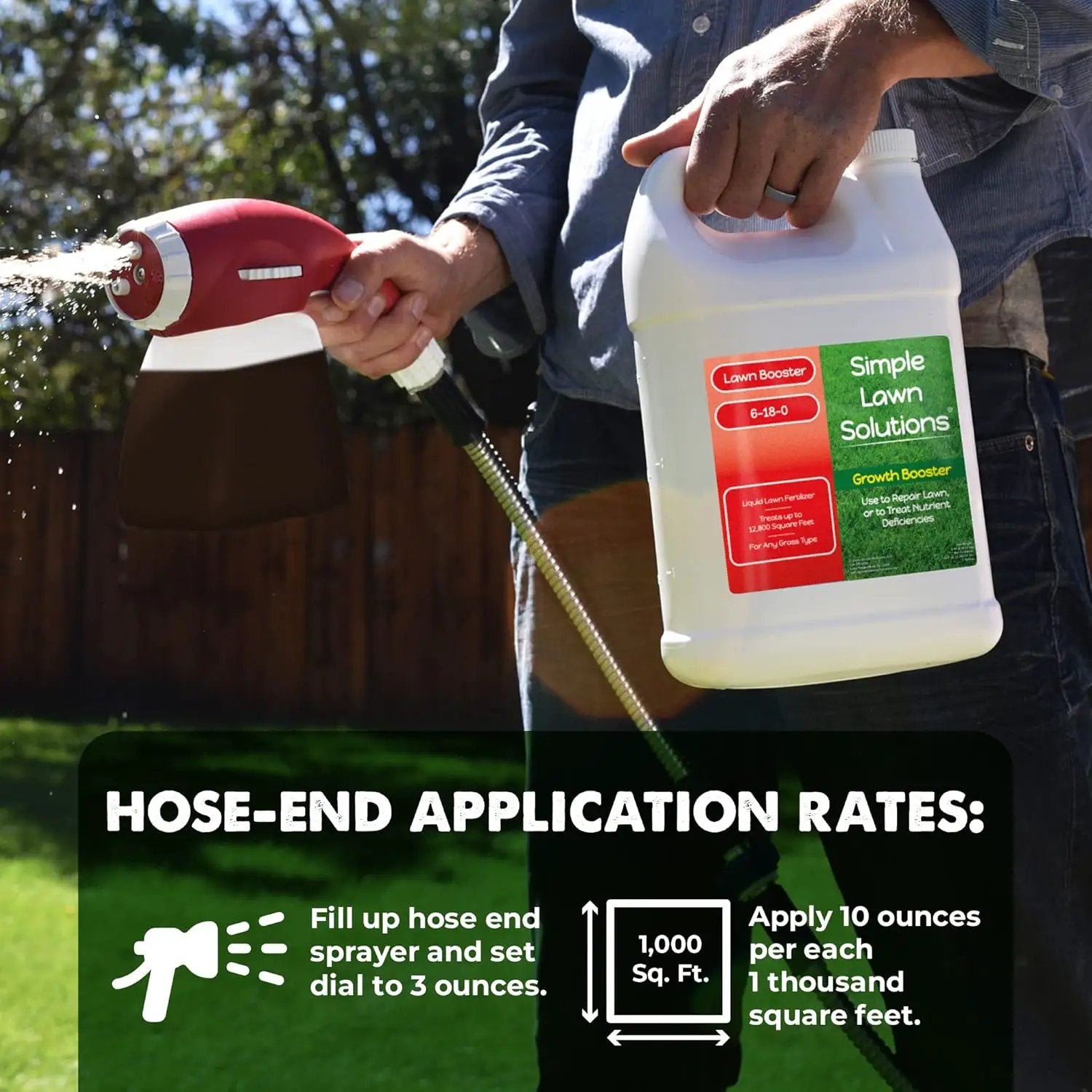 Extreme Grass Growth Lawn Booster- Liquid Spray Concentrated Starter Fertilizer with Humic - Any Grass Type- Simple Lawn Solutions (1 Gallon) by GreenHaven Gardens
