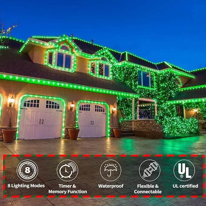 50ft LED Rope Lights Outdoor, 360 LED Connectable and Flexible Tube Lights with 8 Modes, Waterproof LED Rope Lighting for Garden, Patio, Pool, Bedroom, Party, Indoor Outdoor Christmas Decor (Green)
