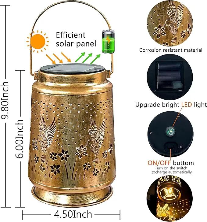 KY&BOSAM Solar Lanterns Outdoor Waterproof Hummingbird Garden Decor Birthday Gifts for Women Mom Grandma Hanging Solar Lights Outdoor Metal LED Lantern Outside for Yard Patio Backyard Porch Pathway by GreenHaven Gardens