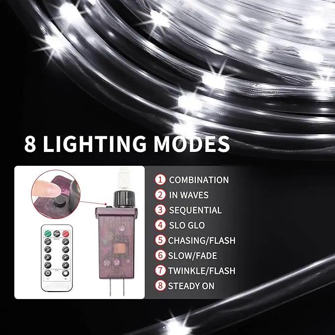 LED Rope Lights for Outside 150Ft Waterproof Rope Lighting 643 LEDs 110V 8 Modes Remote Control Timer Christmas Rope Lights for Indoor Outdoor Party Holiday Garden Decoration (White)