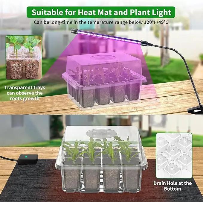 120 Cells Reusable Seed Starter Tray, 10 Pack Seedling Starter Kit for Greenhouse Propagator Station Planting Growing (Clear) by GreenHaven Gardens