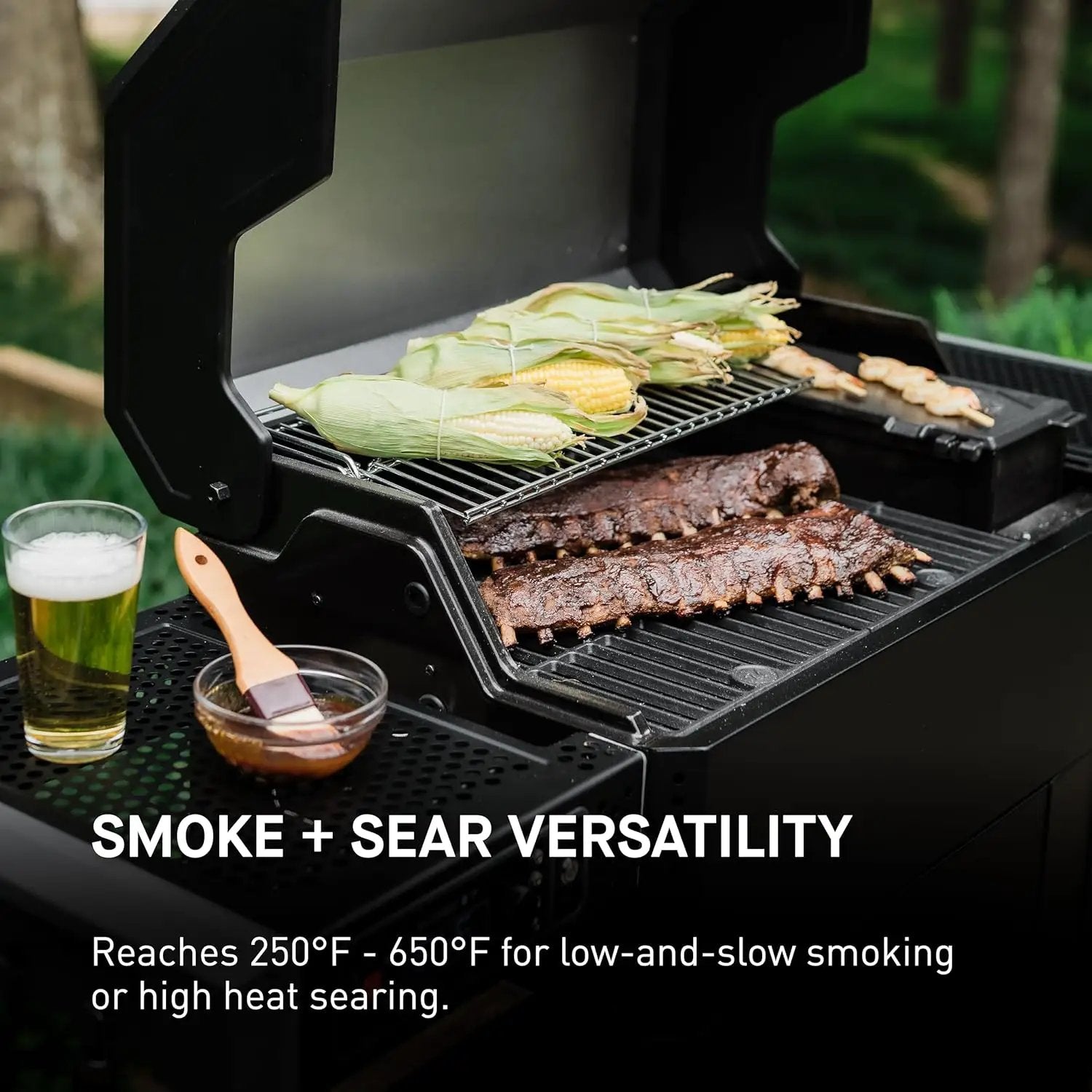 Masterbuilt AutoIgnite 545 Digital Charcoal Grill and Smoker Combo for Easy Grilling, Digital Control, App, Sear Plate, Mini Hopper and 545 BBQ Cooking Square In. in Black by GreenHaven Gardens