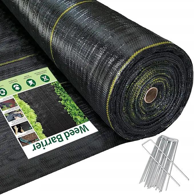 6ft x100ft Black Weed Barrier Landscape Premium Fabric-Heavy Duty Woven Ground Cloth with Superior Permeability Weed Control Convenient Design by GreenHaven Gardens