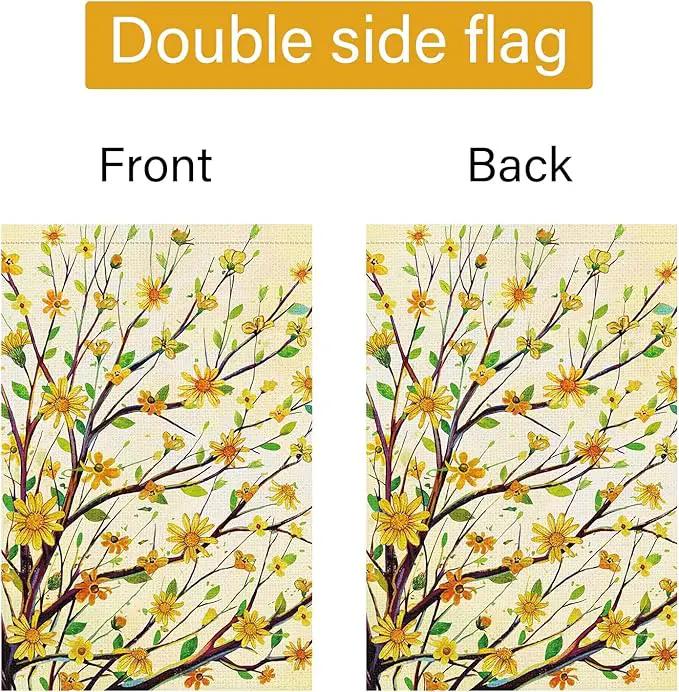 Louise Maelys Summer Tree Garden Flag Spring Floral Welcome 12x18 Inch Double Sided Small Burlap Seasonal Holiday Yard Outdoor Sign Outside Home House Decoration by GreenHaven Gardens