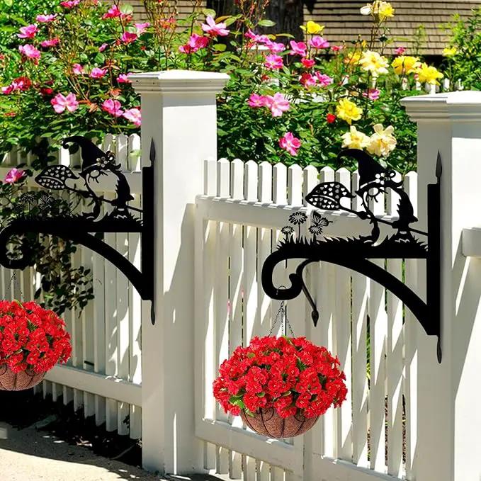 Plant Hangers Outdoor Heavy Duty Iron Decorative Gnome Silhouette Pot Hangers for Plants 11 inch Hanging Plant Bracket Wall Plant Hanger for Bird Feeder Flower Pot Lantern Wind Chimes by GreenHaven Gardens