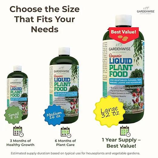 Organic Liquid Plant Food for Indoor Houseplants – All Purpose Fertilizer for Potted Plants, Vegetables, Succulents, Orchids, Roses – Miracle Growth with Mycorrhizae (16 oz) by GreenHaven Gardens