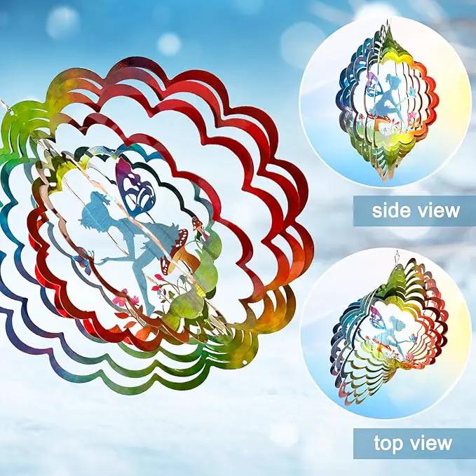 Wind Spinner - Fairy Wind Spinners Outdoor, Hanging Wind Sculpture, 3D Metal Fairy Wind Catcher, Kinetic Garden Decoration Yard Art Decor, Lovely Gifts for Mother Wife Sister Daughter Girl by GreenHaven Gardens