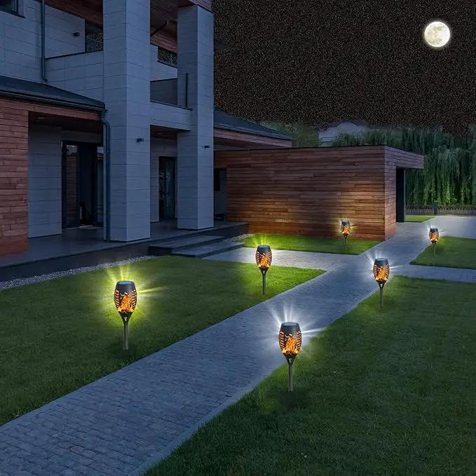 12Pack Solar Torch Lights with Flickering Flame Upgraded, Security&Waterproof Solar Lights Outdoor Landscape Decoration, Mini Solar Tiki Torches for Yard,Garden,Patio, Pathway Decor-Auto On/Off by GreenHaven Gardens