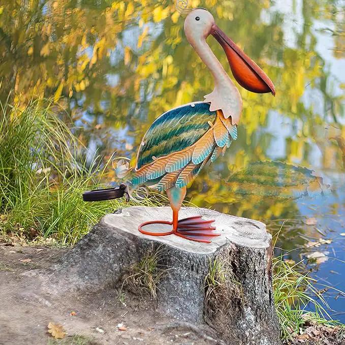 HONGLAND Solar Metal Pelican Statues Garden Sculpture & Statues, Glass Outdoor Pelican Yard Art Coastal Ocean Bird Decor Lawn Ornament for Backyard Porch Patio Decor（19 Inch） by GreenHaven Gardens