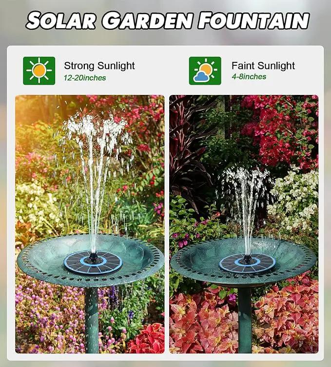 Solar Fountain Glass Panel with 2200 mah Battery, 3.5W Floating Solar Water Fountain with 4 Fixed Rods, Solar Fountain Pump for Bird Bath, Garden, Pond, Pool, Outdoor-White Lights by GreenHaven Gardens