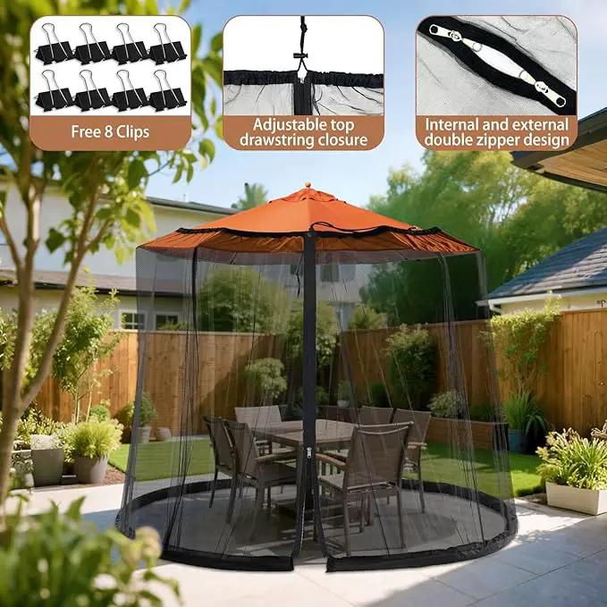 7.5-10FT Patio Mosquito Netting - Mosquito net for Patio Garden and Outdoor Umbrellas with Adjustable Elastic Cord and Zipper Umbrella net by GreenHaven Gardens