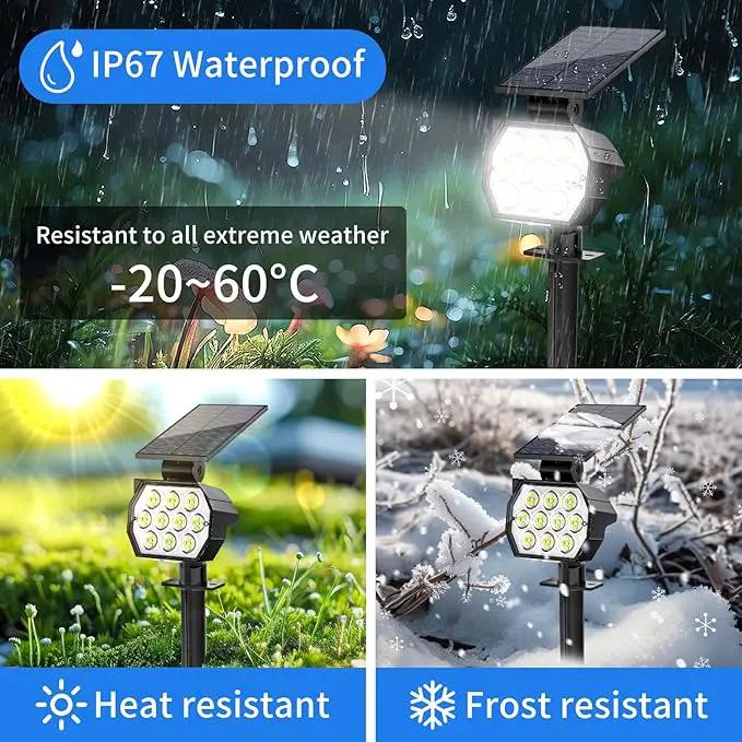 Solar Spot Lights Outdoor Waterproof IP67, 6 Pack - 50 LED Adjustable Solar Powered Landscape Spotlight with 3 Lighting Modes, Stake Light for Outside Yard Lawn Pathway Tree (Cool White) by GreenHaven Gardens