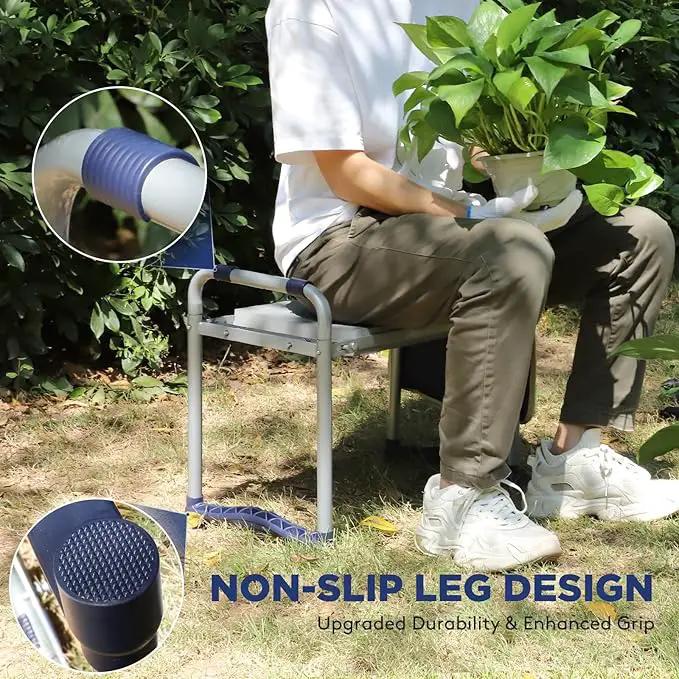 Upgraded Garden Kneeler and Seat with Thicken & Widen Soft Kneeling Pad, Heavy-Duty Foldable Garden Stool with Large Garden Tool Bag, Portable Garden Bench Gardening Gifts for Women, Seniors by GreenHaven Gardens