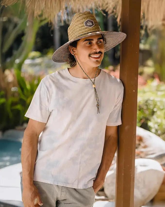 Straw Hat for Men & Women | Lifeguard Hat, Beach Hat & Sun Hat | UPF 50+ Wide Brim for Sun Protection | One Size | Hemlock by GreenHaven Gardens