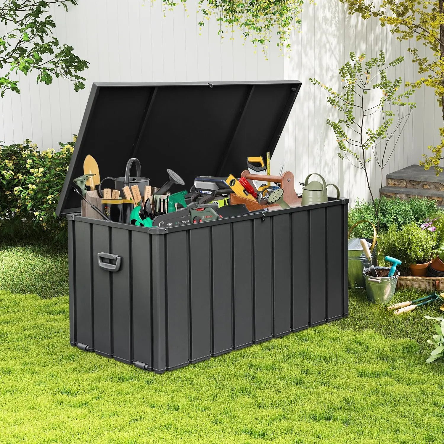 Domi 150-Gallon Outdoor Storage Box – Waterproof, Lockable Storage Cabinet for Patio Furniture, Garden Tools & Pool Supplies – Large Metal Storage for Cushions, Toys & More by GreenHaven Gardens