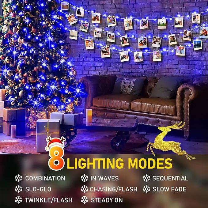 KNONEW Outdoor Christmas Lights 99ft 300 LED String Lights 8 Modes & Timer Fairy Light Plug in Waterproof LED String Lights for Xmas Yard Tree Wedding Party Holiday Decorations (Blue) by GreenHaven Gardens