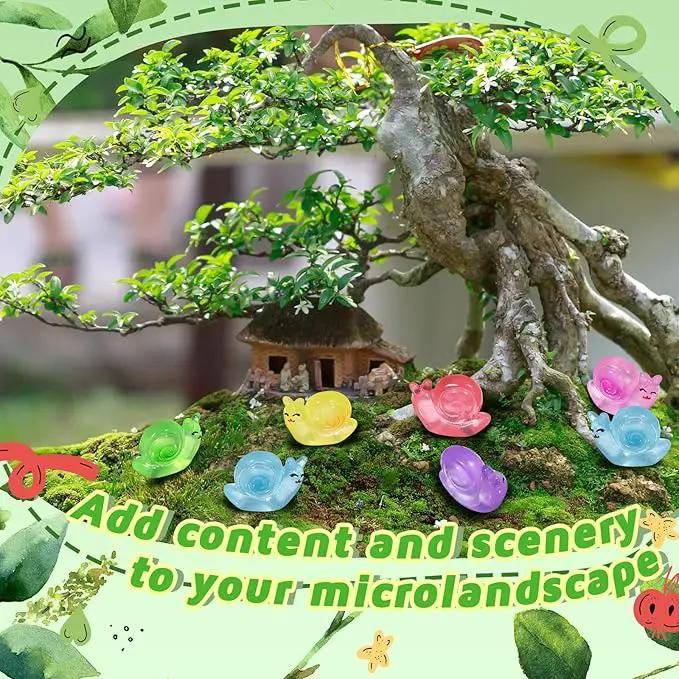 90 Pcs Luminous Resin Snail Miniatures Mini Animals Figures Cute Snail Figurine Fairy Decor Animal Ornament for Garden Landscape Home Accessories Craft Cake Decoration DIY by GreenHaven Gardens