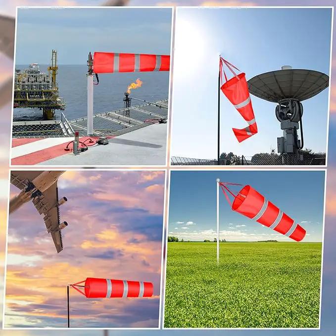 2 Pcs Airport Windsocks Measurement Sock Bag with Reflective Belt Oxford Fabric Ripstop Wind Sock Wind Direction Indicator Windsocks Outdoor Aviation Flag for Airport Farm, 31.5 Inch, 39 Inch(Red) by GreenHaven Gardens