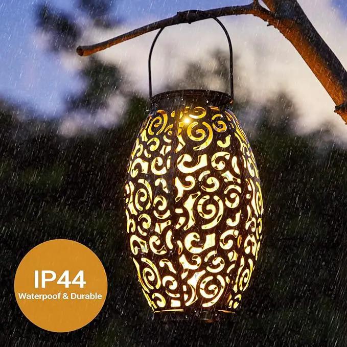 Solar Lanterns Outdoor Waterproof, 2 Pack Solar Garden Lanterns, LED Hanging Lanterns Solar Powered with Handle, Garden Decorative Retro Metal Solar Light for Table Pathway Walkway, Gardening Gifts by GreenHaven Gardens