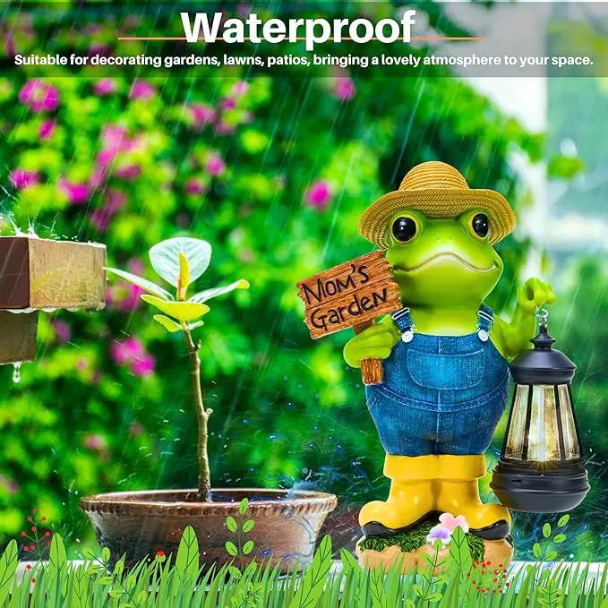 Frog Garden Decoration with Solar Lantern, Solar Frogs Statue Outdoor Decor Gift for Pathway Yard Lawn Patio - Frog Gift Sculptures for Women Mom Grandma, Mom's Garden by GreenHaven Gardens