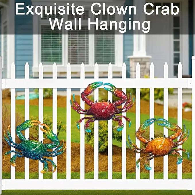 John's Studio Metal Crab Sea Wall Decor Outdoor Garden Hanging Art Sculptures Home Ocean Theme Decorations for Kitchen Bathroom and Pool - 3 PCS by GreenHaven Gardens