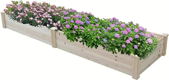 BTExpert 8ft x 2ft Horticulture Raised Garden Beds Elevated Planting Divisible Large Wooden Planter Box Kit Stand for Vegetable Herbs Flower Backyard Patio Balcony Bed Liner Outdoor Clear Natural Wood by GreenHaven Gardens