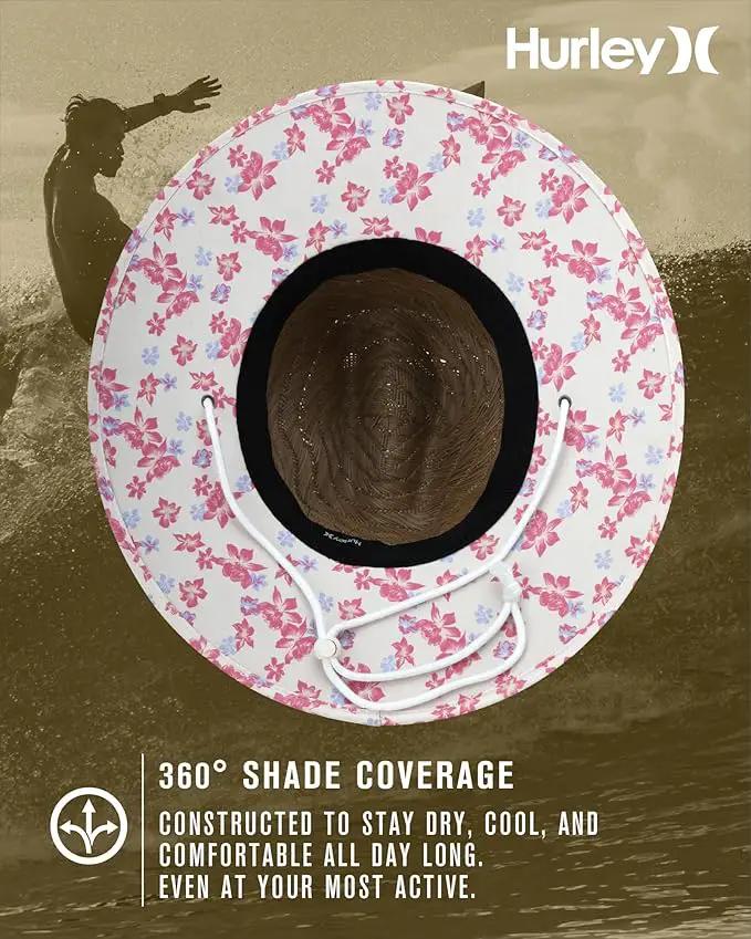 Hurley Women's Straw Hats - Real Straw Hat Medium Brim and Adjustable Chin Strap by GreenHaven Gardens