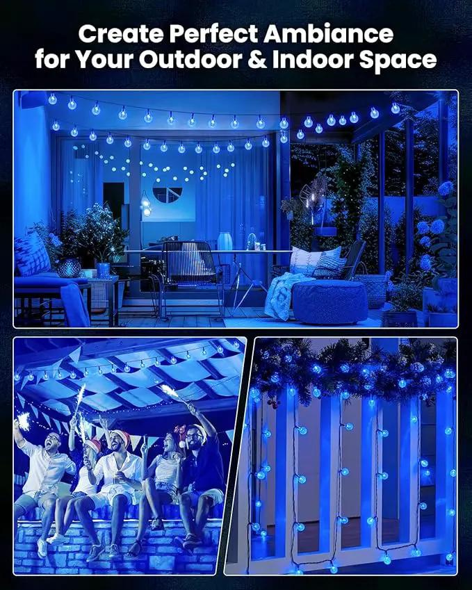 Brightown Solar String Lights Outdoor 60 Led 35.6 Feet Waterproof Solar Powered Patio Lights with 8 Lighting Modes for Garden Yard Porch Wedding Party Decor Halloween (Blue) by GreenHaven Gardens