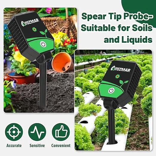 Soil pH Meter Soil Moisture Meter 8 in 1 Fertility Salt Moisture pH EC Light Humidity Temp Accurate Soil pH Test Kit for Garden and Hydroponics by GreenHaven Gardens
