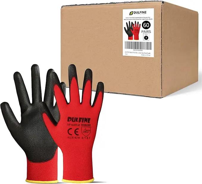 DULFINE Safety Work Gloves PU Coated-60 Pairs,Red Seamless Knit Glove with Polyurethane Coated Smooth Grip on Palm & Fingers, for Men and Women, Ideal for General Duty Work (XX-Large) by GreenHaven Gardens