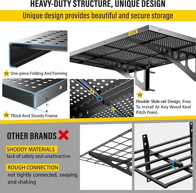 2-Pack 2x3ft Adjustable Garage Wall Shelving 560lbs Load Capacity Heavy Duty Wall Mounted Storage Shelf Metal Floating Shelves for Garage(Black) by GreenHaven Gardens
