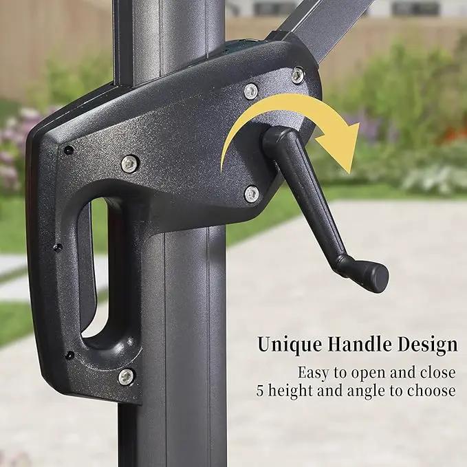 PURPLE LEAF 9' X 11.5' Patio Umbrella with Base Rectangle Cantilever Umbrella Outdoor Offset Umbrella with 360-degree Rotation for Garden Deck Pool Patio Light Grey by GreenHaven Gardens