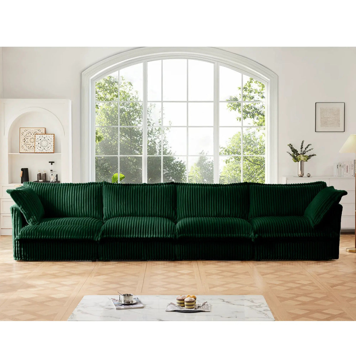 Slipcovered Long Sofa - 4 Seater Living Room Couch by HouseOfZazla