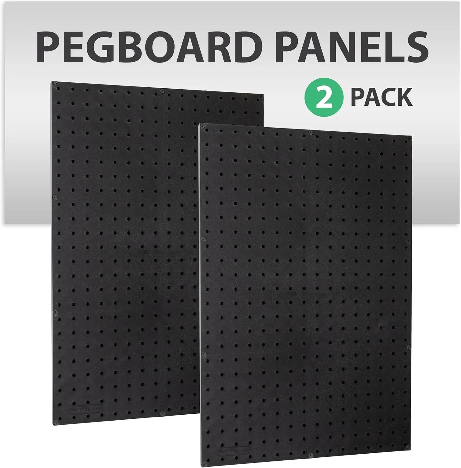 WallPeg 2 Black Pegboard Panels (24"x16" Each) with 36 Assorted Peg Hooks – Heavy-Duty Peg Board Garage Organizer Kit – Patented Flex-Lock Hooks – Made in USA Wall Storage System by GreenHaven Gardens