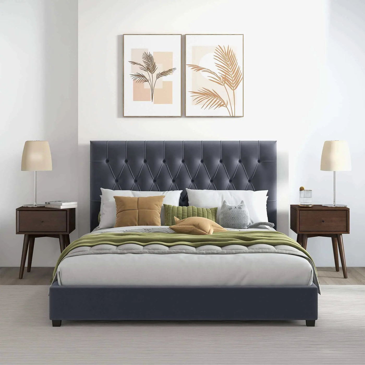 Donald - Mid-Century Modern Upholstered Platform Bed by HouseOfZazla