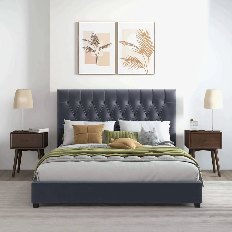 Donald - Mid-Century Modern Upholstered Platform Bed by HouseOfZazla