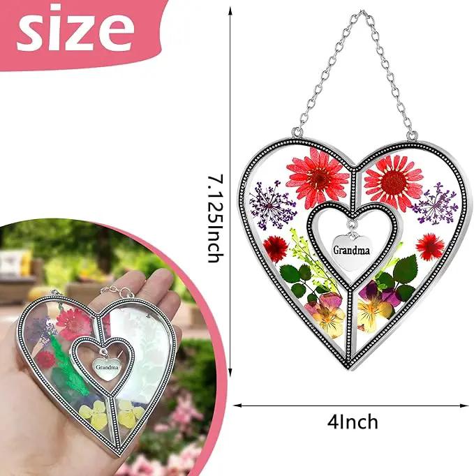 KY&BOSAM Suncatcher Stained Glass Grandma Heart Gifts for Women Mother`s Day Grandma Gift Gifts for Grandma from Daughter Son Indoor Decor Yard Decor for Mother Day Christmas Birthday Gift by GreenHaven Gardens