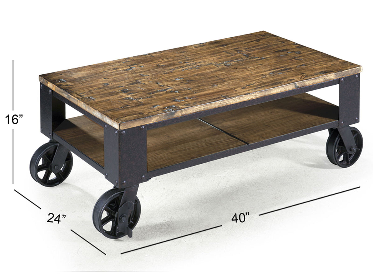 Pinebrook - Rectangular Starter Cocktail Table - Distressed Natural Pine, photo 3 of 3