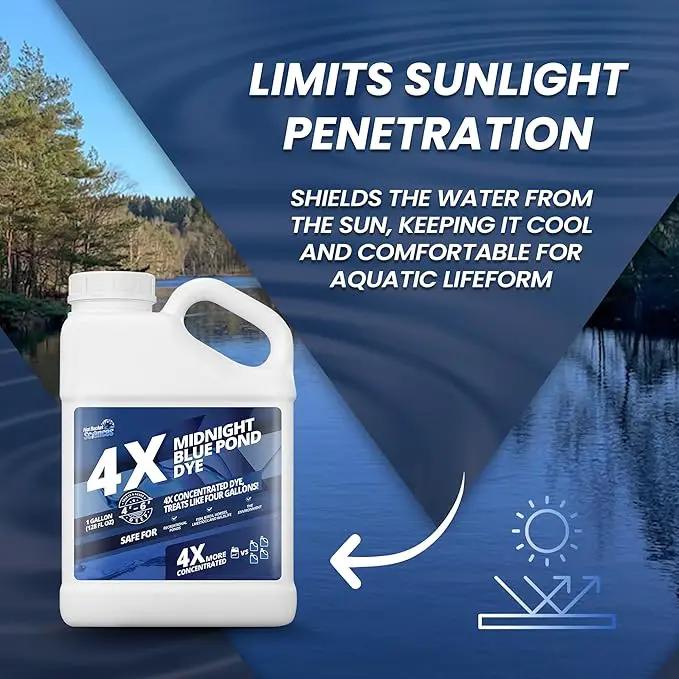 1 Gallon Midnight Blue Pond Dye, 4X Concentrate Pond Dye Blue, Dark Natural Looking Aquashade for Beautiful Lake Water, Long-Lasting Colorant, Protects Against Sunlight - Ideal for Fish & Wildlife by GreenHaven Gardens