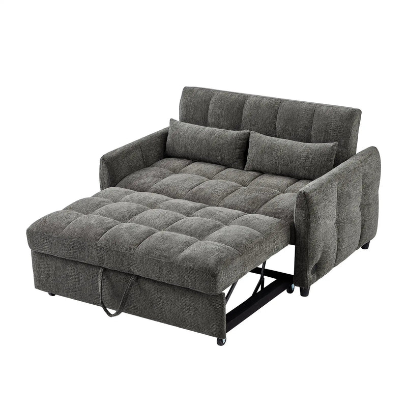 Loveseat Sofa Pull-Out Bed With Adjustable Backrest, 3 USB Ports And 2 Lumbar Pillows For Living Room by HouseOfZazla