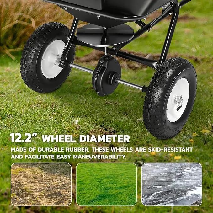 DNA MOTORING Tow Behind Broadcast Spreader, 125 LB / 60L Capacity, Multi Use Tool for Fertilizer, Grass Seed, Salt, Ice Melt, Lawn and Garden Seeder, with Wheels, with Wheels, TOOLS-00612 by GreenHaven Gardens