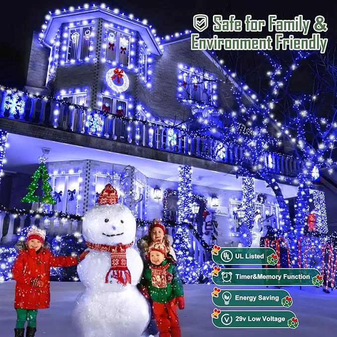 Heceltt 1600 LED 630 FT String Lights Outdoor, 8 Modes Christmas Lights, IP44 Waterproof Led String Lights with Timer and Memory for Christmas Home Party Tree Decorations (Blue and White) by GreenHaven Gardens
