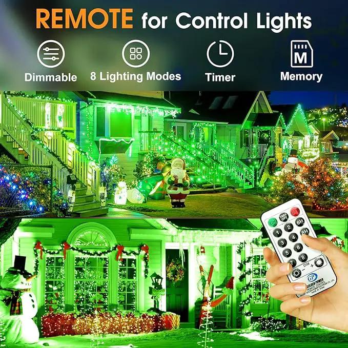 KNONEW 600ft 1500 LED String Lights Outdoor Christmas Lights 8 Modes & Timer Fairy Light Plug in Waterproof LED String Lights for Xmas Yard Tree Wedding Party Holiday Decorations (Green) by GreenHaven Gardens