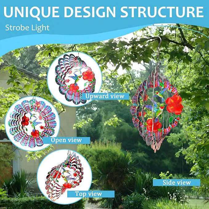Hummingbird Wind Spinners Outdoor,6in Mandala Wind Spinner Hummingbird Gift for Women Men,Wind Spinner for Yard and Garden,Wind Sculpture for Yard Art Decorations,Christmas Decoration by GreenHaven Gardens