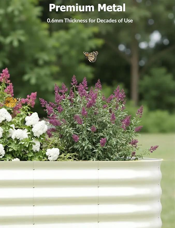 2 Pcs Raised Garden Beds Outdoor 6x3x2ft - Galvanized Steel Planter Box for Vegetables, Flowers, Rust-Resistant Garden Box, Easy Assembly Raised Beds, Durable Planters for Outdoor Plants, Beige by GreenHaven Gardens